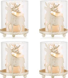 Rentier Hirsch Kerzenhalter Weihnachten Deko 4er Vintage Windlichter