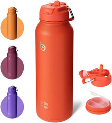 Isolierte Sport-Trinkflasche mit Strohhalm, Pillenhalter 1,2 l