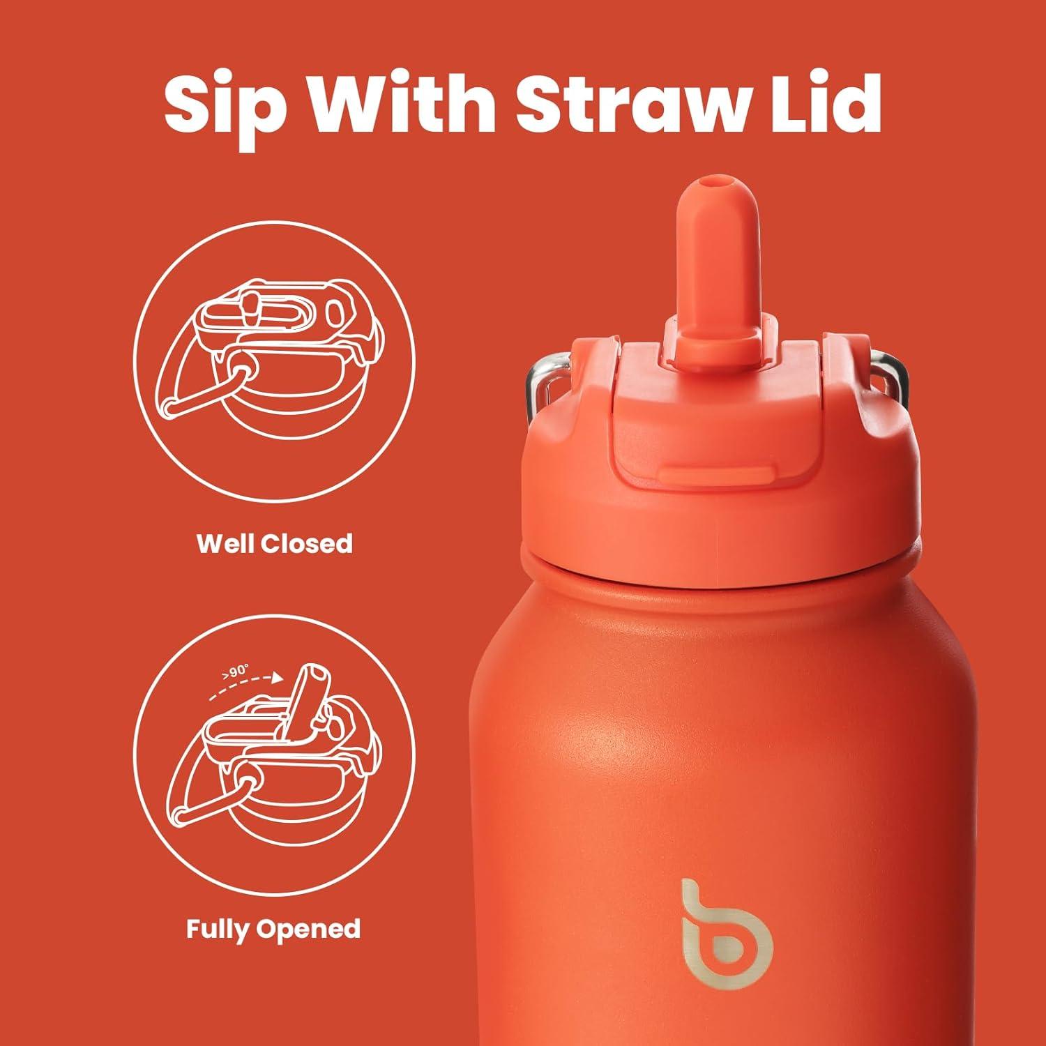 Isolierte Sport-Trinkflasche mit Strohhalm, Pillenhalter 1,2 l