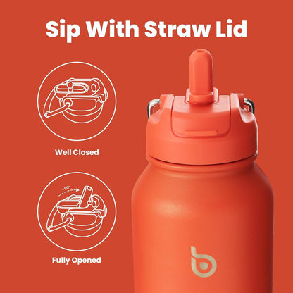 Isolierte Sport-Trinkflasche mit Strohhalm, Pillenhalter 1,2 l