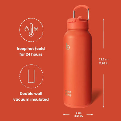 Isolierte Sport-Trinkflasche Edelstahl mit Strohhalm Pillenhalter 1,2