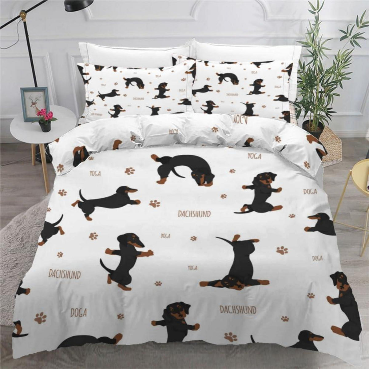 Dackel Kinderbettwäsche Set 135x200 cm 4-teilig Mikrofaser