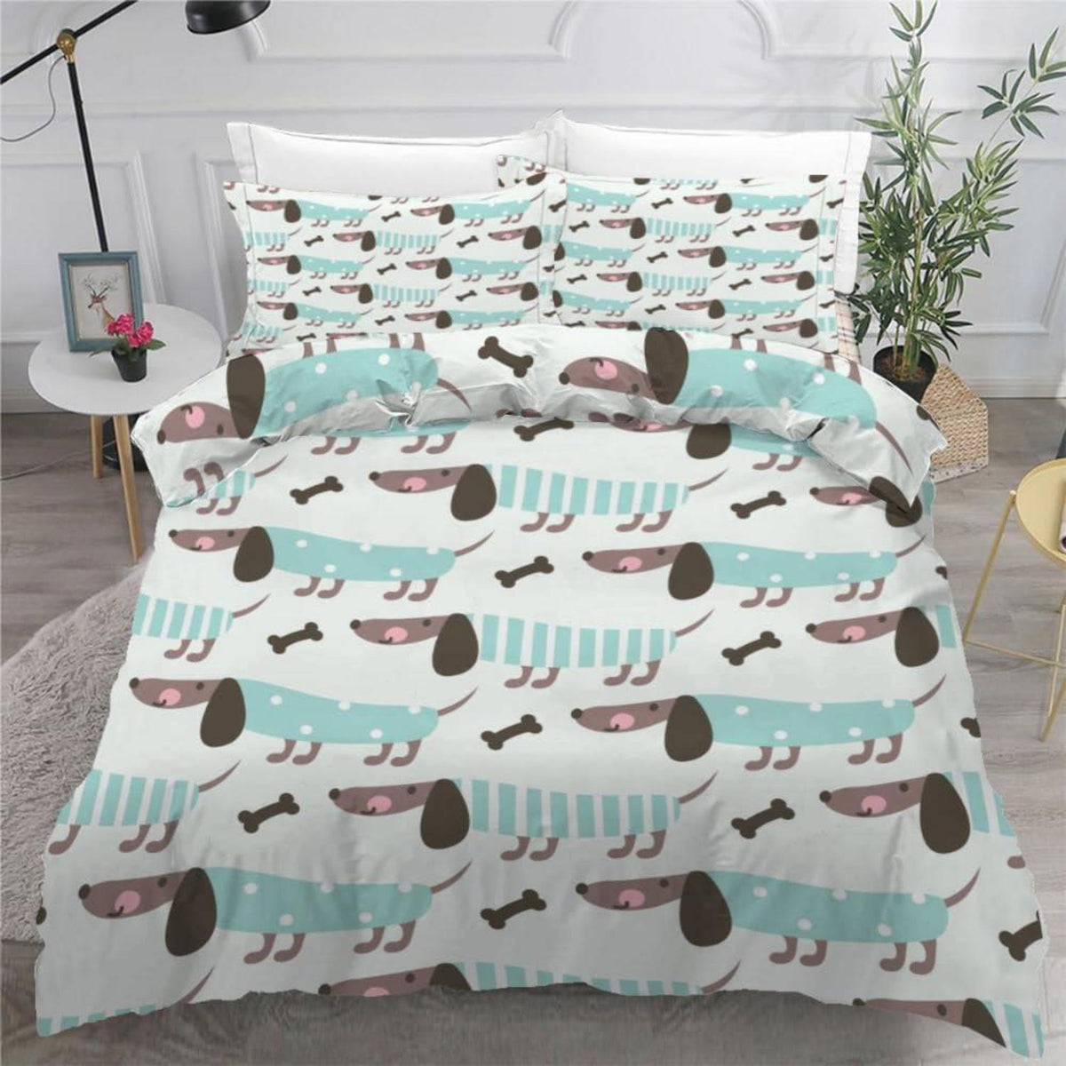 Dackel Bettwäsche Set 220x240 cm - 3-teilig Mikrofaser