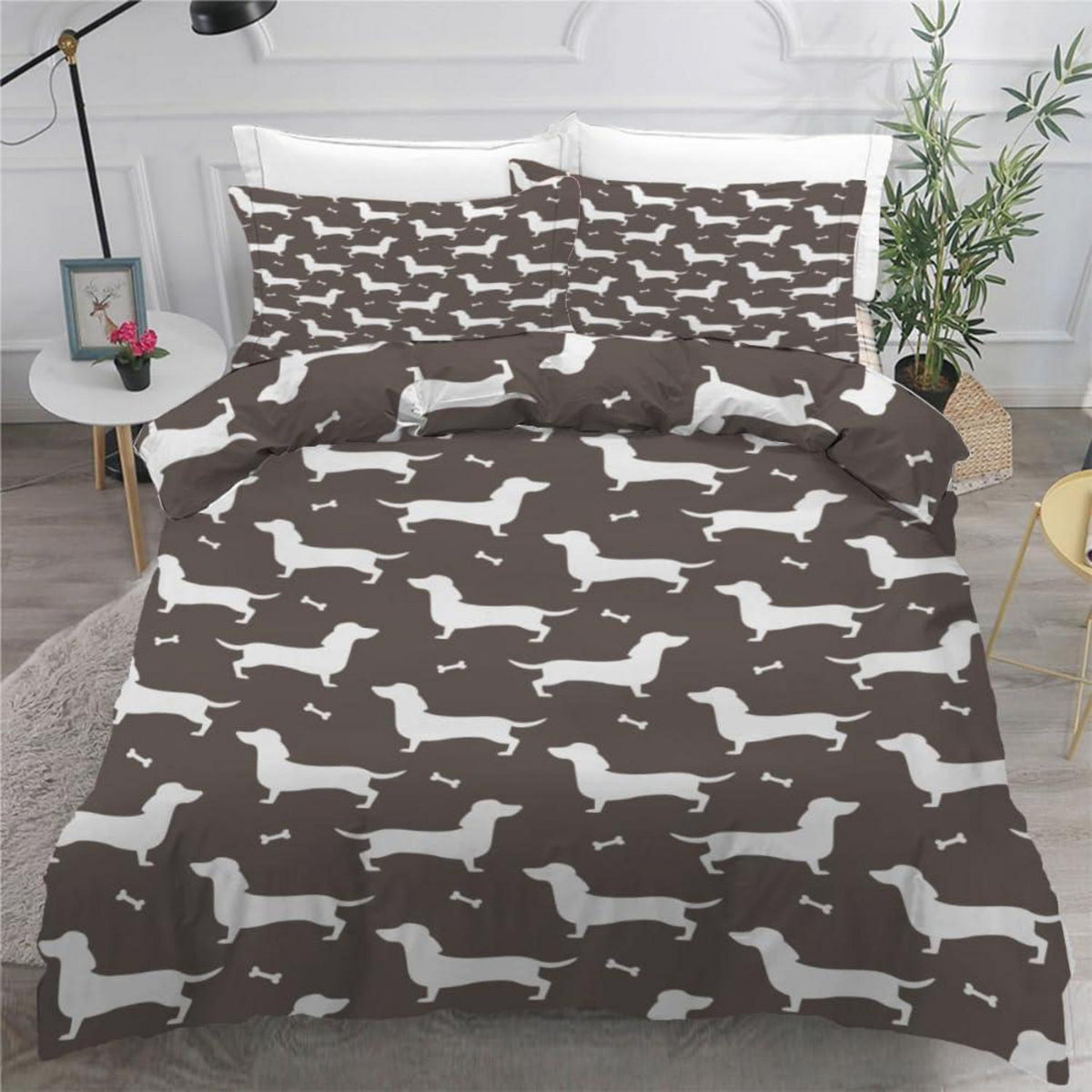Dackel Bettwäsche Set 220x240 cm - 3-teilig Mikrofaser
