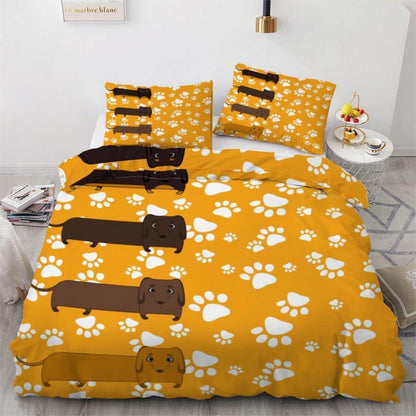 Dackel Kinderbettwäsche Set 135x200 cm Mikrofaser 2-teilig