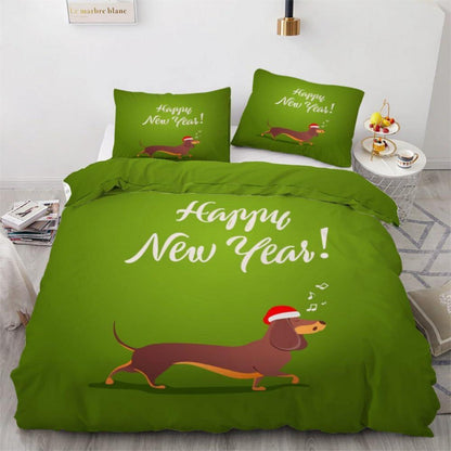 Dackel Bettwäsche Set 220x240 cm - 3-teilig Mikrofaser Weihnachten