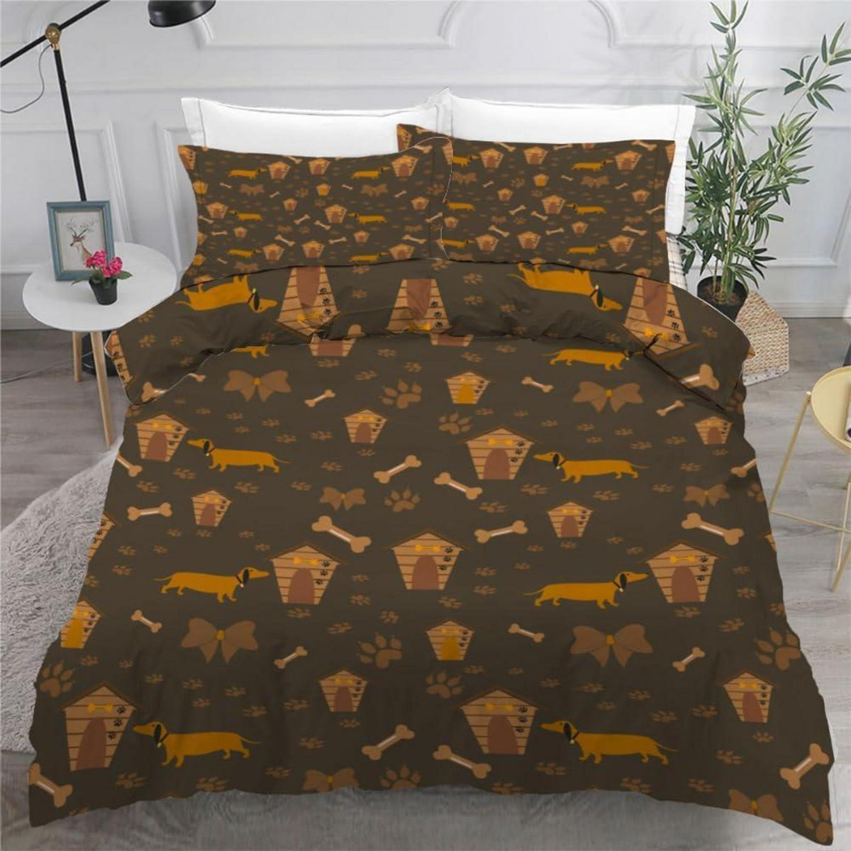 Dackel Kinderbettwäsche Set 135x200 cm 4-teilig Mikrofaser