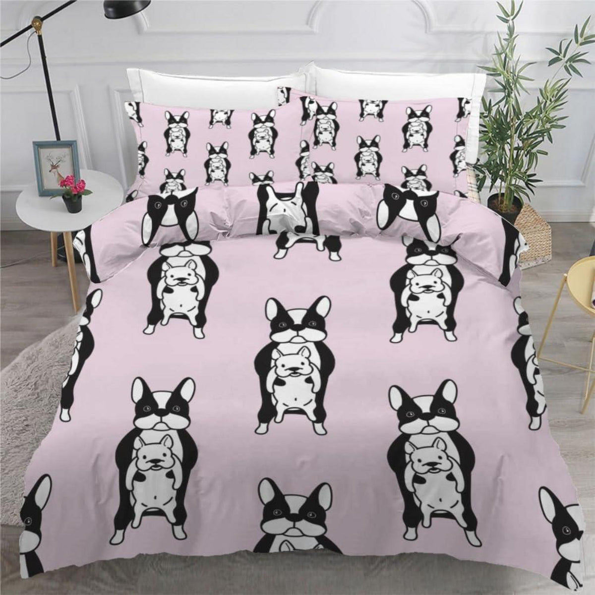 Französische Bulldogge Bettwäsche Set 135x200 cm – Kawaii Kinderzimmer