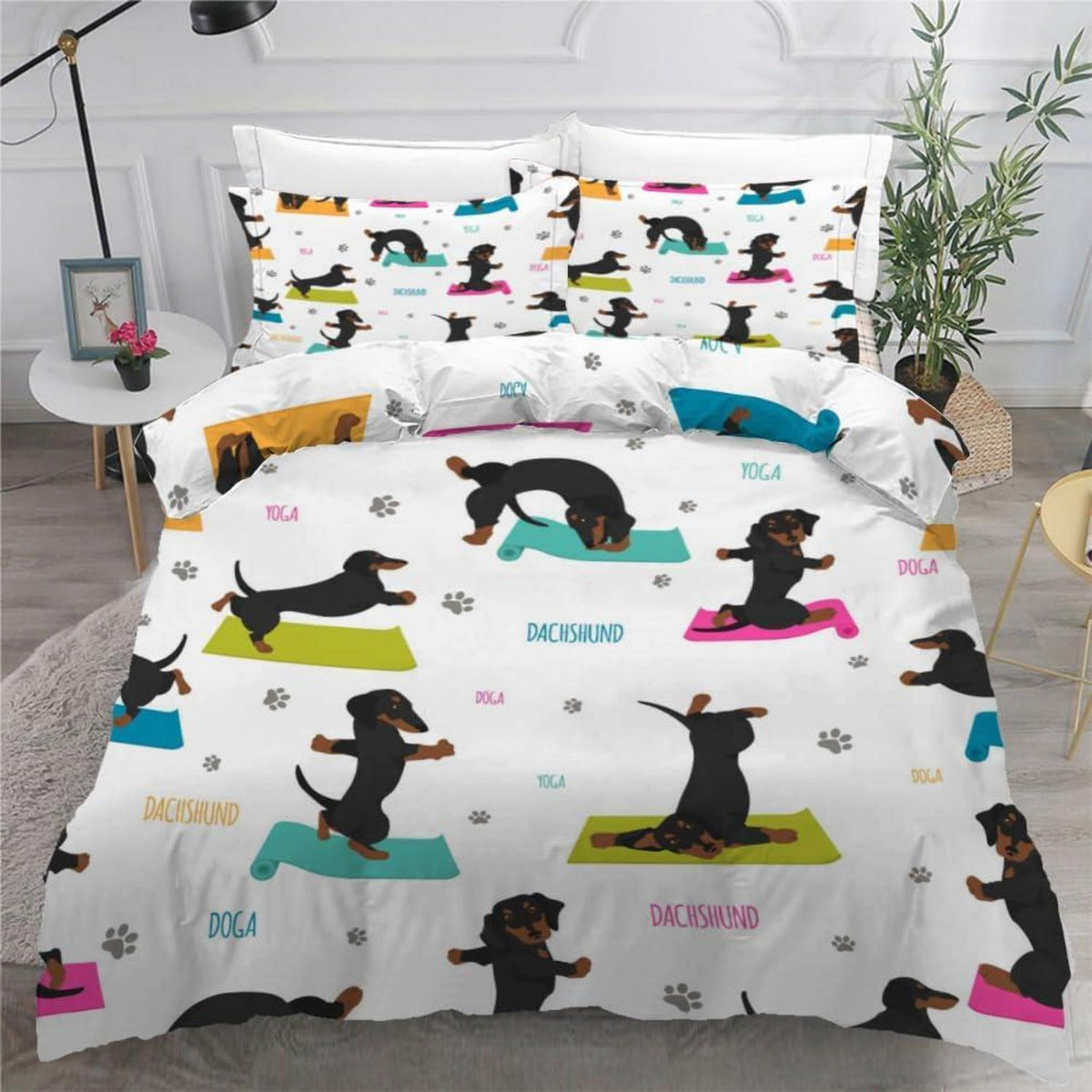 Dackel Bettwäsche Set 220x240 cm - 3-teilig Mikrofaser