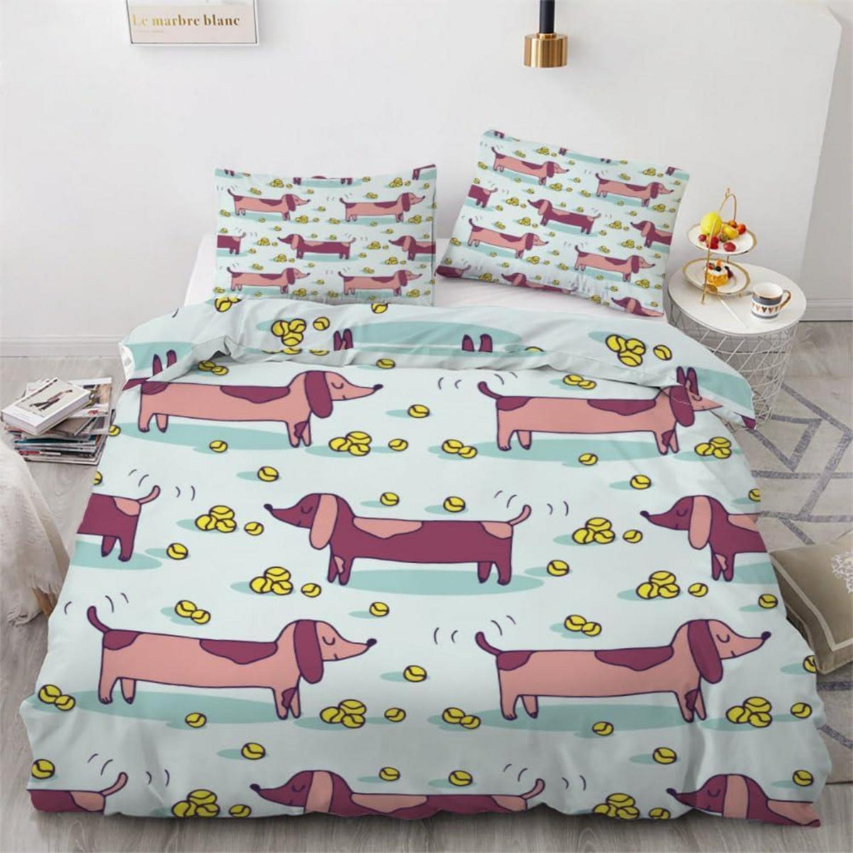 Dackel Kinderbettwäsche Set 135x200 cm 4-teilig Mikrofaser