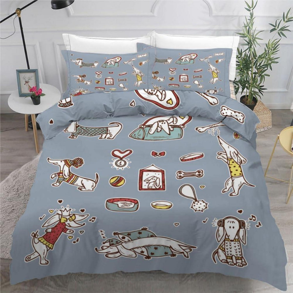Dackel Bettwäsche Set 155x220 cm - 3-teilig Mikrofaser