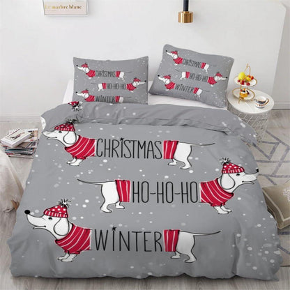 Dackel Bettwäsche Set 220x240 cm - 3-teilig Mikrofaser Weihnachten