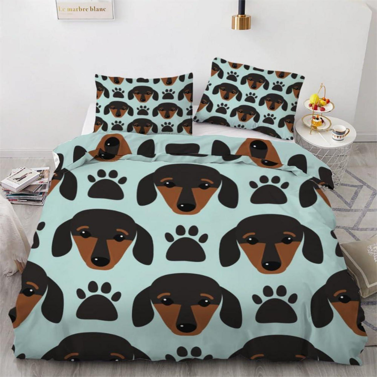 Dackel Bettwäsche Set 135x200 cm - Kawaii Kinderzimmer Dekor