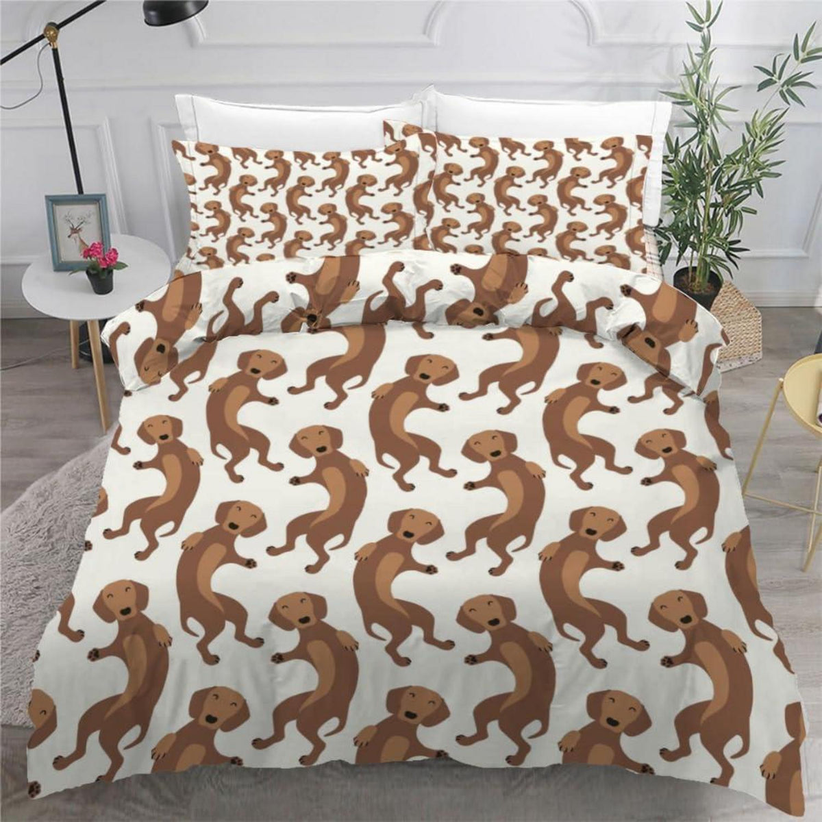 Dackel Bettwäsche Set 220x240 cm - 3-teilig Mikrofaser