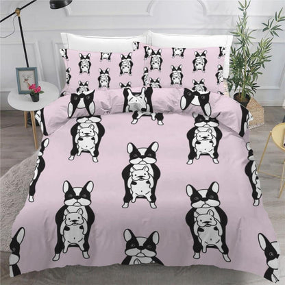 Französische Bulldogge Bettwäsche-Set 220x240 cm 3-teilig Mikrofaser
