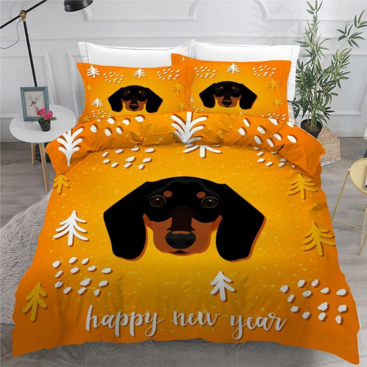 Dackel Bettwäsche Set 220x240 cm - 3-teilig Mikrofaser Weihnachten