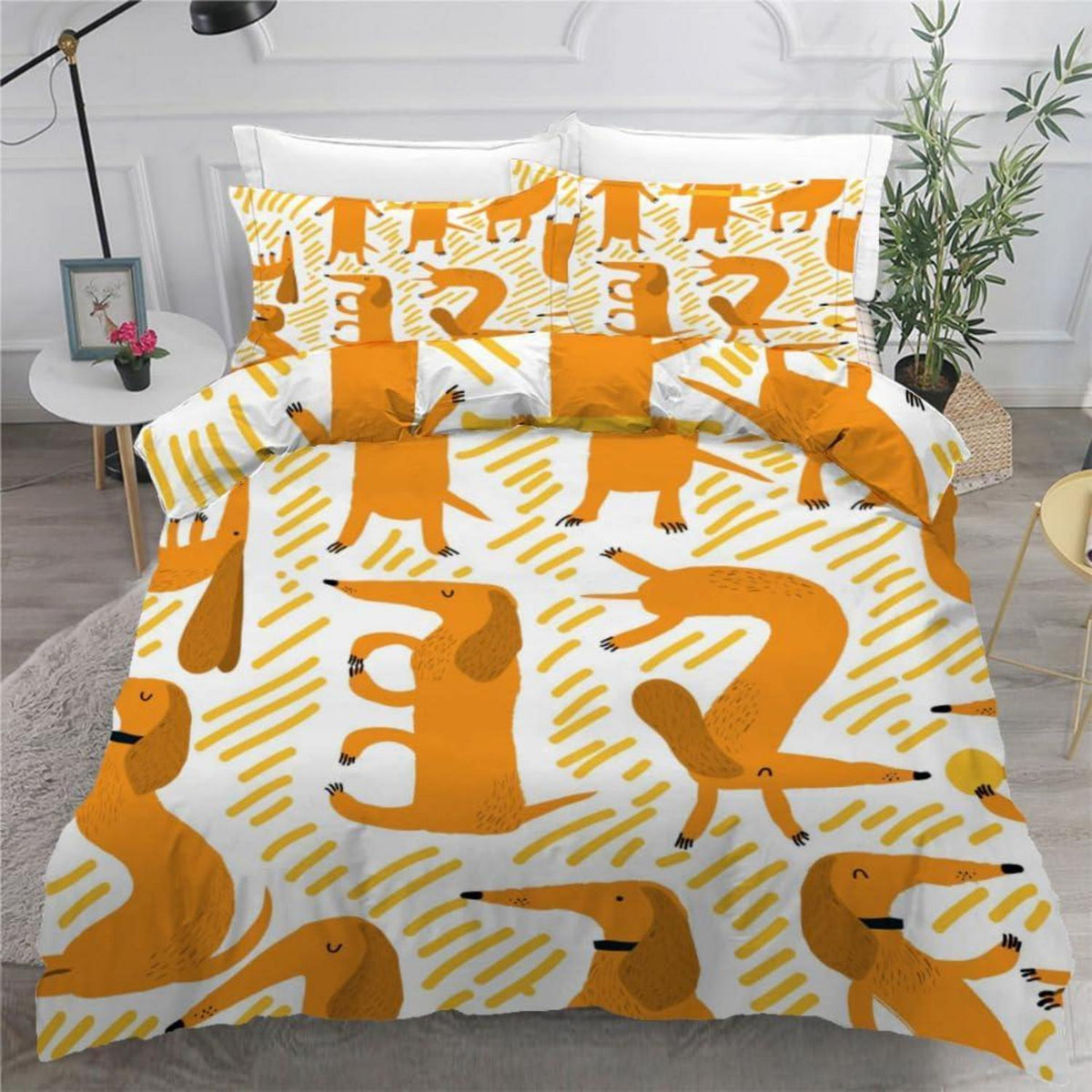 Dackel Bettwäsche Set 220x240 cm - 3-teilig Mikrofaser