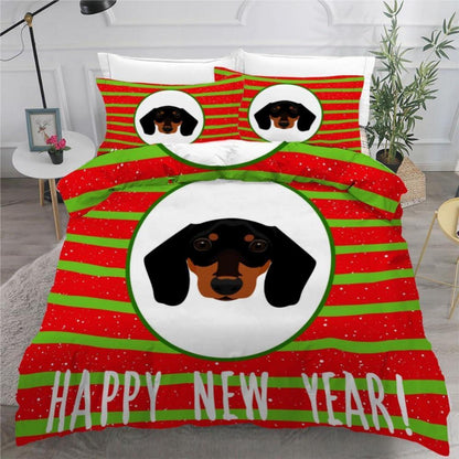 Dackel Bettwäsche Set 220x240 cm - 3-teilig Mikrofaser Weihnachten