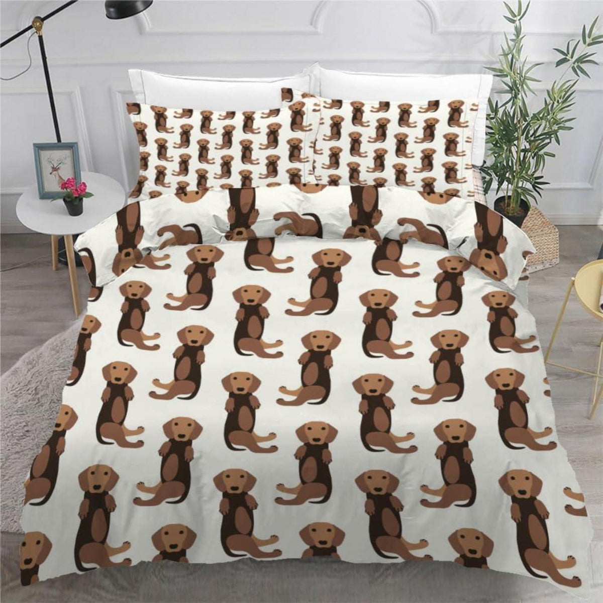 Dackel Kinderbettwäsche Set 135x200 cm 4-teilig Mikrofaser