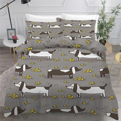 Dackel Bettwäsche Set 200x200 cm - 3-teilig Mikrofaser