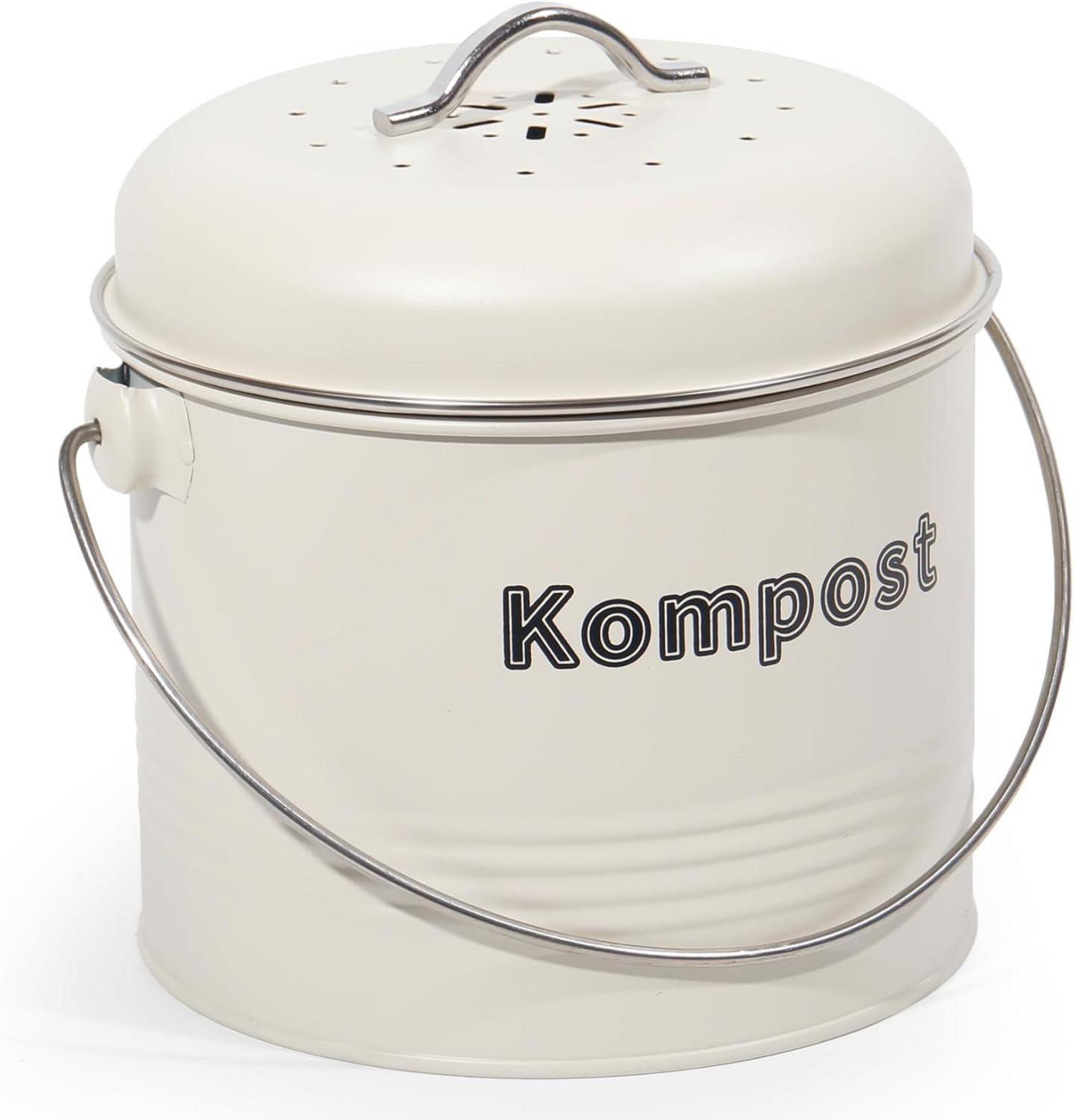 Aktivkohlefilter Biomülleimer Küche 3,5 L Geruchsdicht Metall Retro