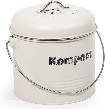 Aktivkohlefilter Biomülleimer Küche 3,5 L Geruchsdicht Metall Retro