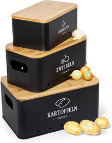 Aufbewahrungsbox Vorratsdose 3er Set für Kartoffeln Zwiebeln Knoblauch