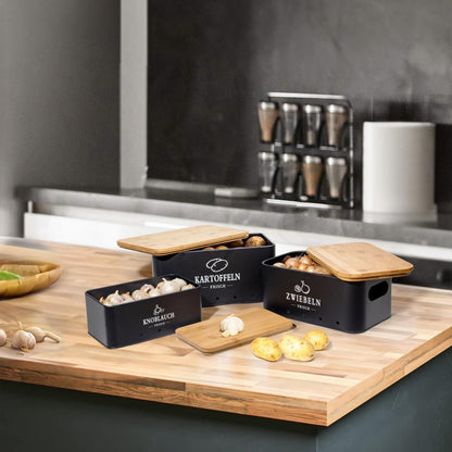 Kartoffel Aufbewahrungsbox 3er Set Küche Vorratsdose Zwiebeln