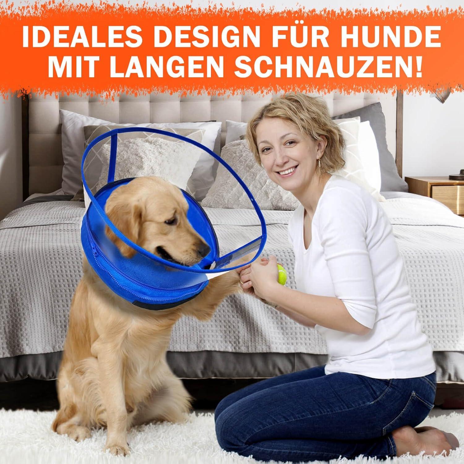 Aufblasbare Hunde Halskrause mit Schutzschicht, Leckschutz für Katzen, Hundekragen, Hundebody OP, Grau M