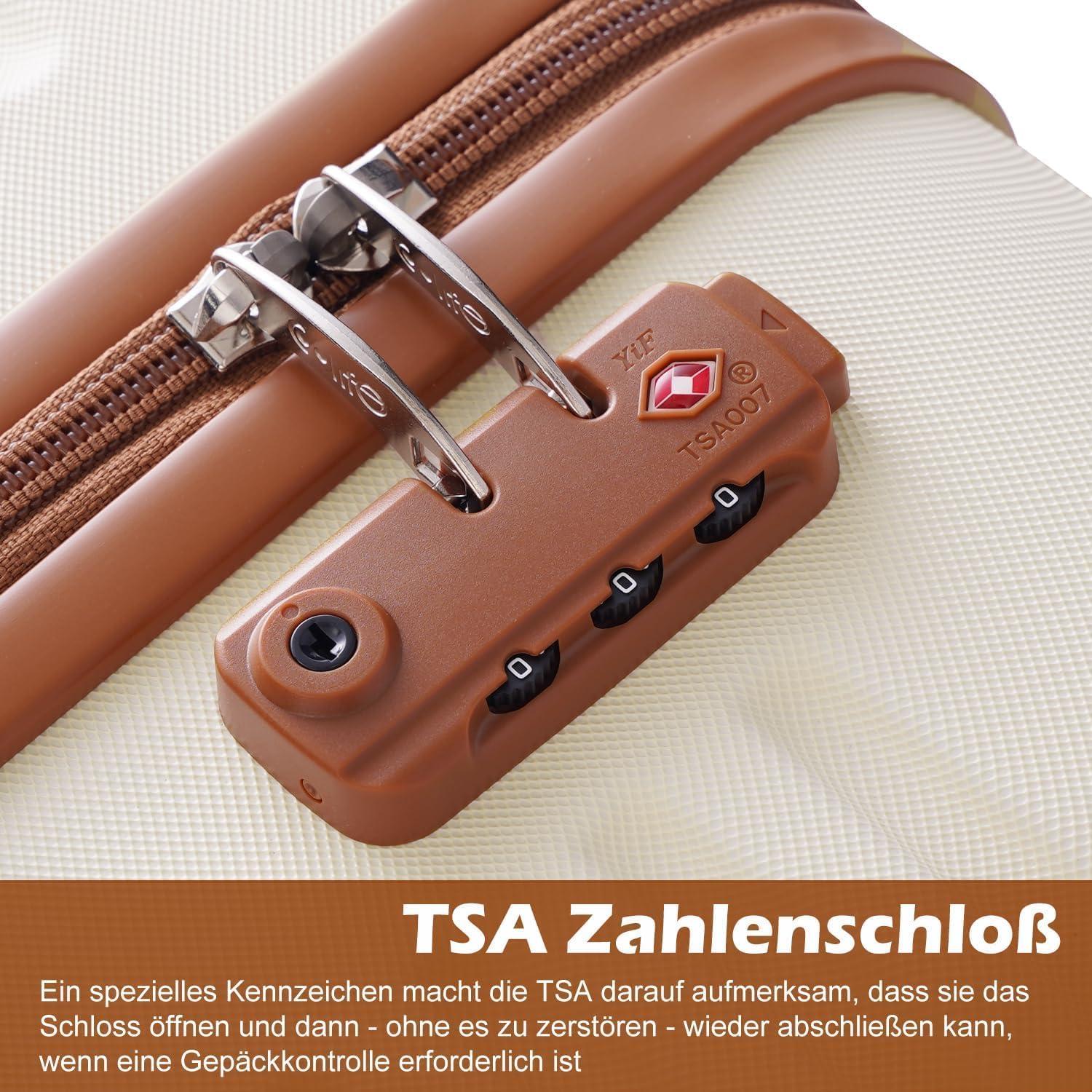 COOLIFE Koffer Trolley ABS Hartschale 4 Rollen TSA-Schloss 3tlg Grau/Rosa