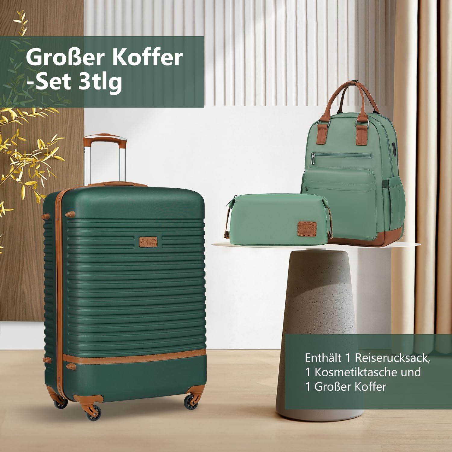 COOLIFE Koffer Set 3tlg ABS Hartschalen Trolley 4 Rollen
