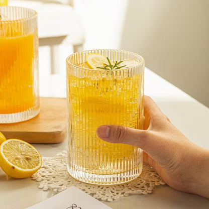 Geriffelte Longdrinkgläser 6er Set, 500ml, Origami-Stil