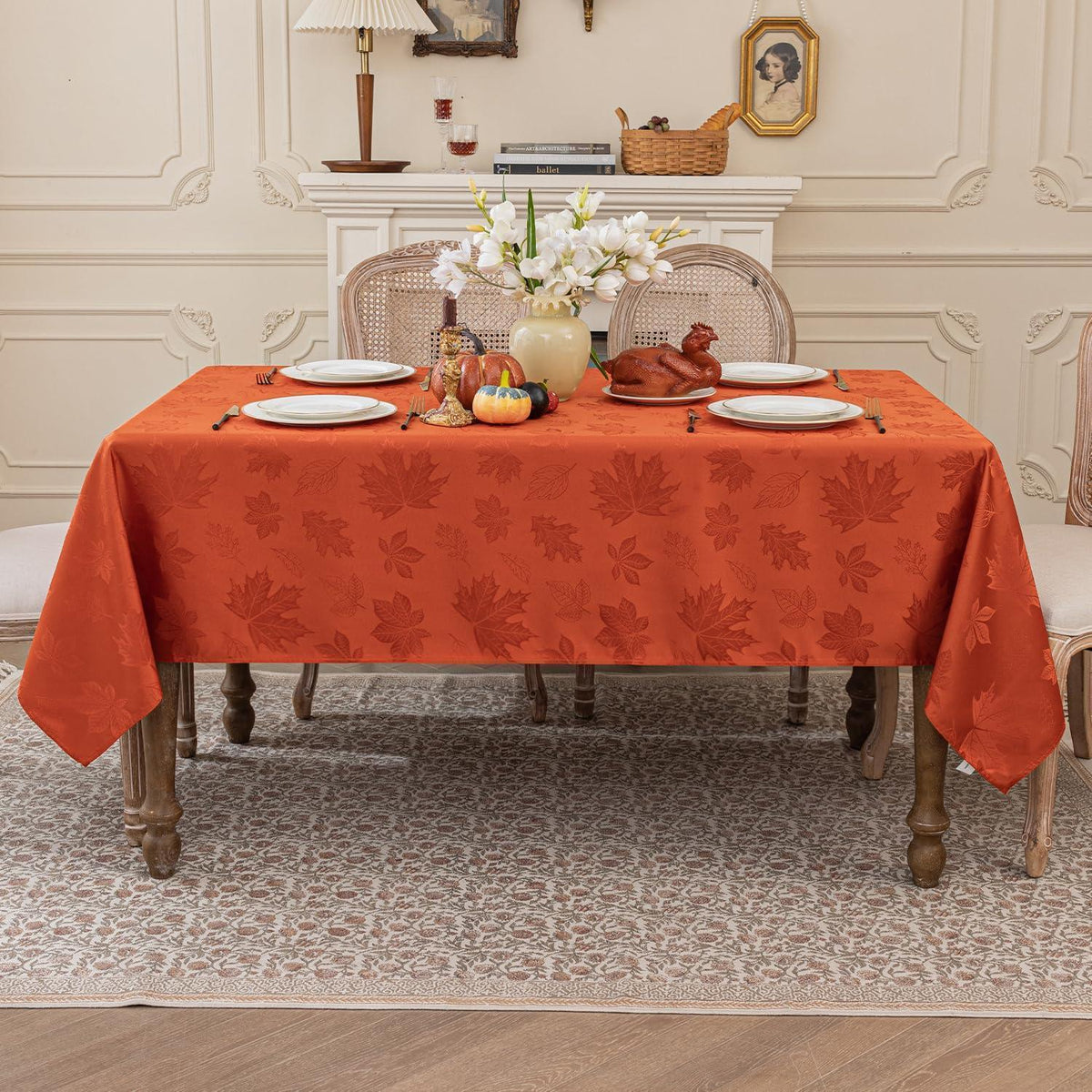 Jacquard Tischdecke Herbst Ahornblatt, 152x259 cm