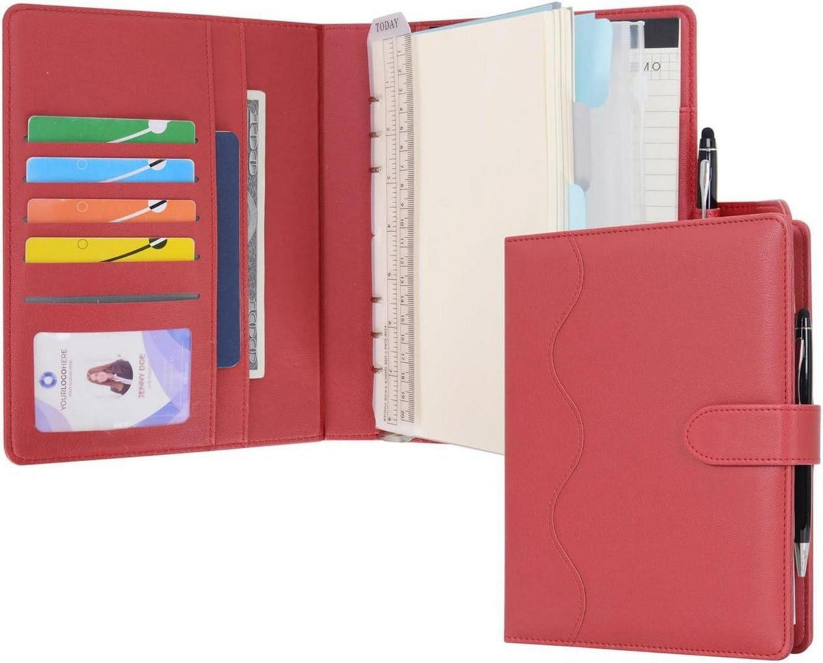 Liniertes A5 PU Leder Nachfüllbares Notizbuch Journal Spiralblock Rot