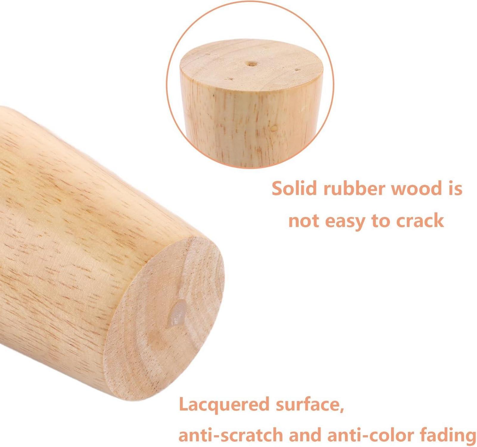 6cm Tischbeine Holz 4 Stück Möbelfüße Eiche inkl. Montageplatten