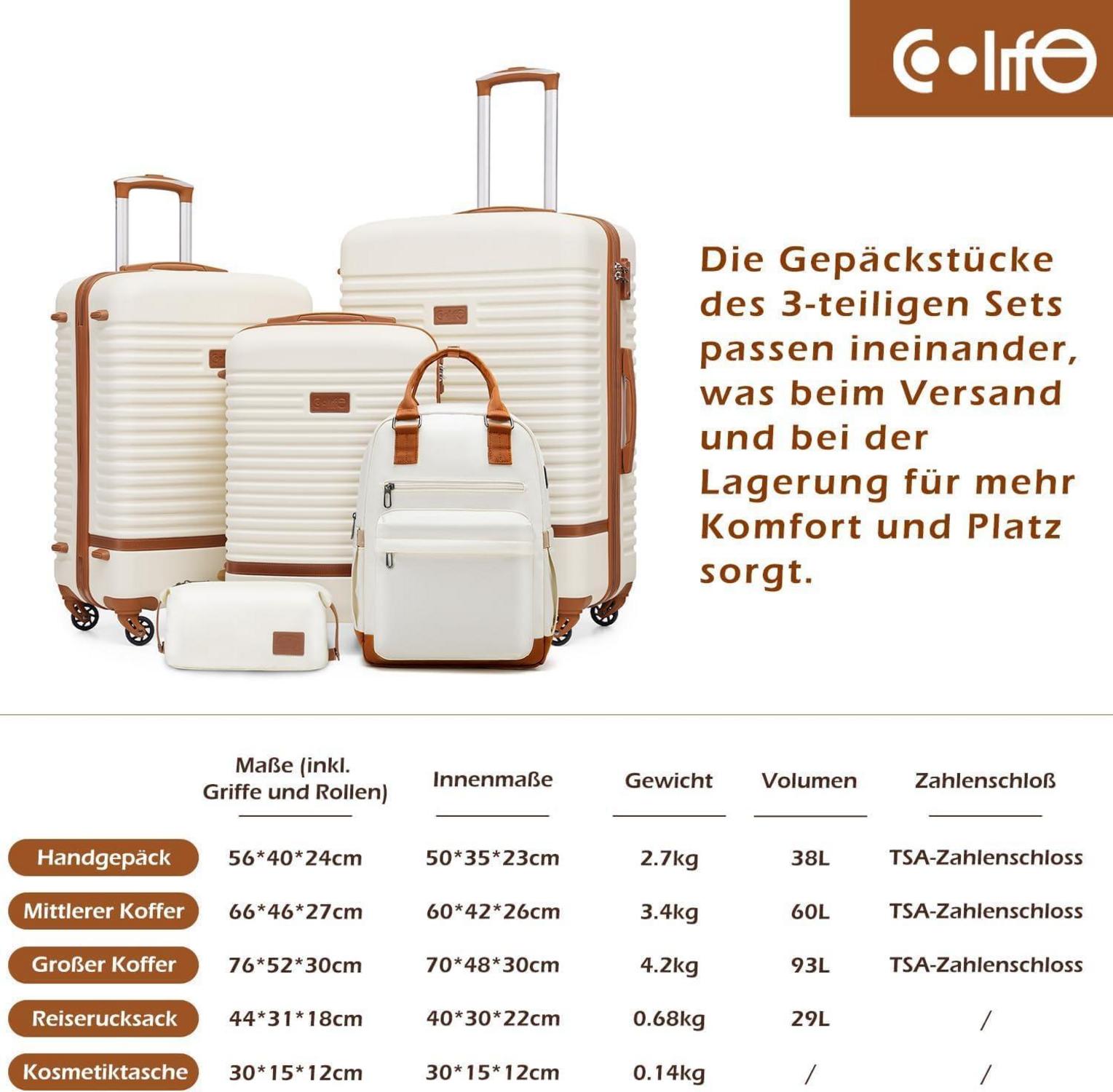 Hartschalen Koffer Set 5tlg ABS Grau/Rosa Reisekoffer Trolley