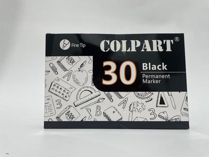 30er Pack Fine Tip Black Permanent Marker Set Waterproof & Fade-resistant