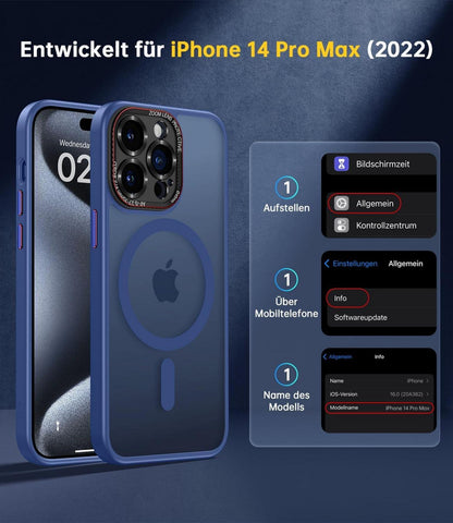 JUESHITUO iPhone 14 Pro Max Hülle MagSafe N56 Magnet Blau