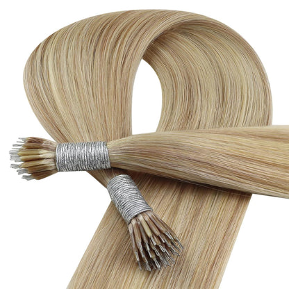 Blond Echthaar Nano Ring Extensions 40cm – #16/22