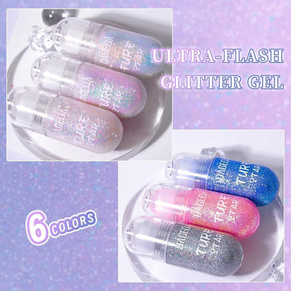 Roll-on Glitter Gel for Face Body Hair - Color Change Sparkle Makeup