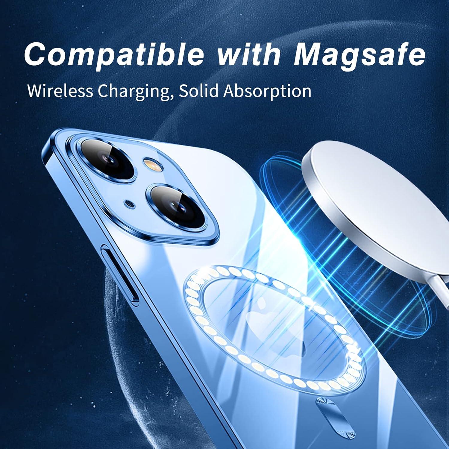 iPhone 15 Hülle Transparent mit MagSafe - Stoßfest und Kratzfest, Blau