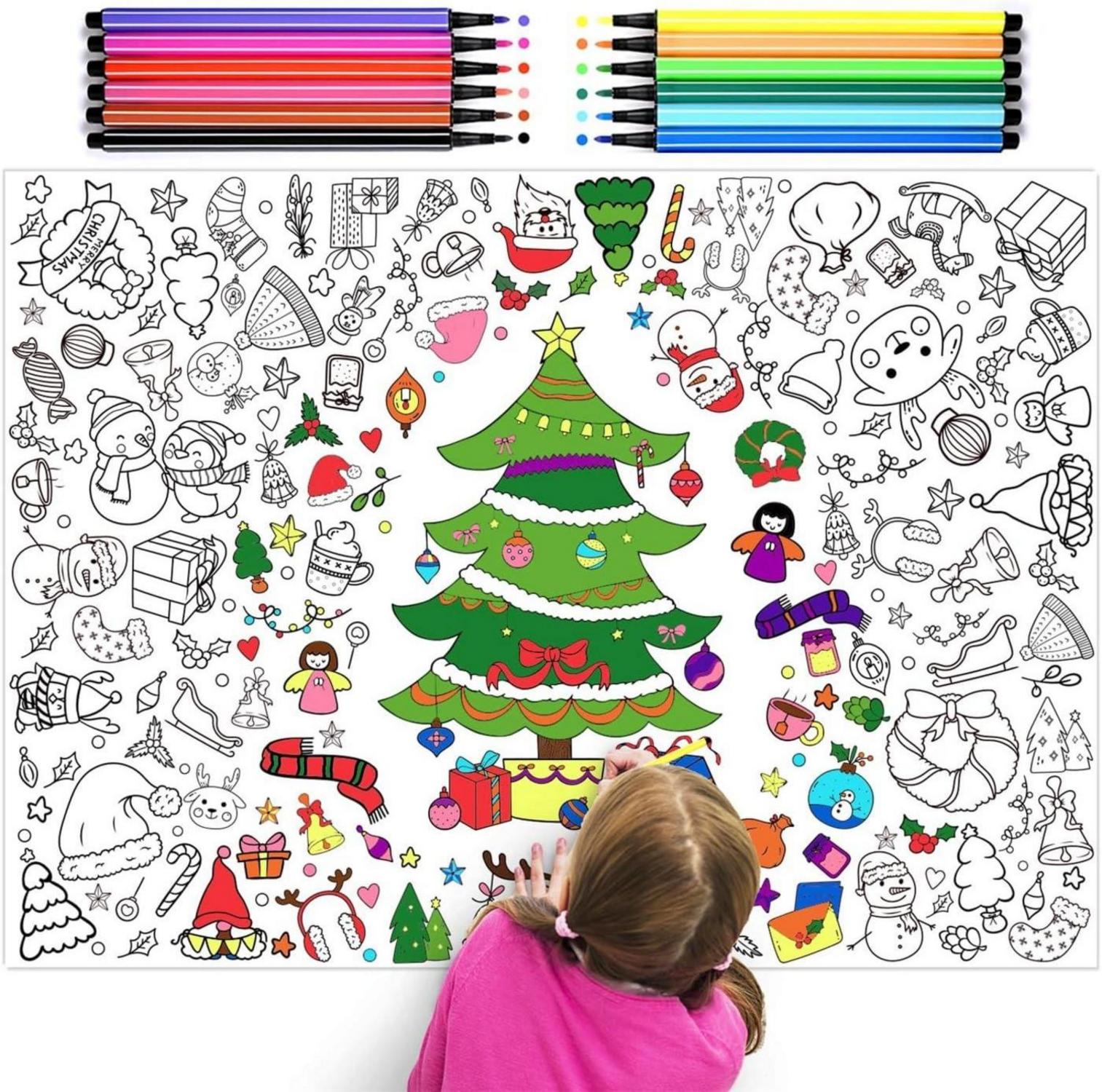 Ausmaltischdecke Weihnachten +12 Farbstifte für KinderBilden