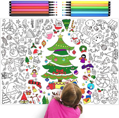 Ausmaltischdecke Weihnachten +12 Farbstifte für KinderBilden