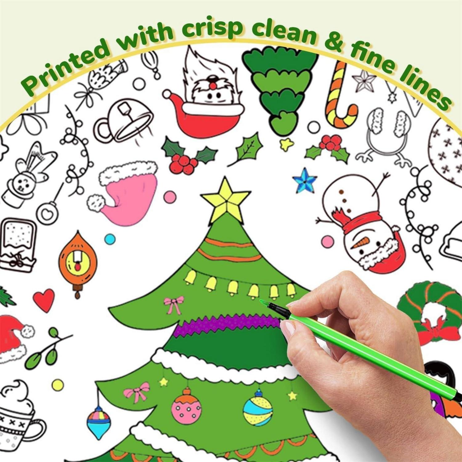 iZoeL Ausmaltischdecke Weihnachten mit 12 Farbstiften - Papier Tischdecke Weihnachtsbaum & Weihnachtsmütze für Kinder Jungen Mädchen