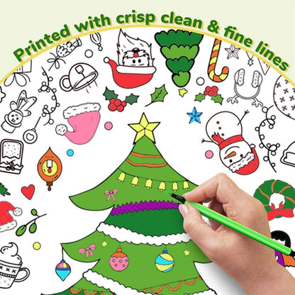 iZoeL Ausmaltischdecke Weihnachten mit 12 Farbstiften - Papier Tischdecke Weihnachtsbaum & Weihnachtsmütze für Kinder Jungen Mädchen