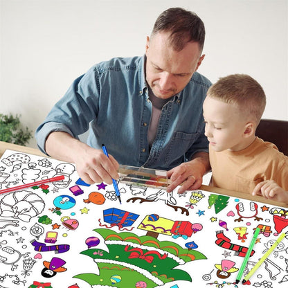 Ausmaltischdecke Weihnachten Papier +12 Farbstifte zum Ausmalen Kinder Jungen