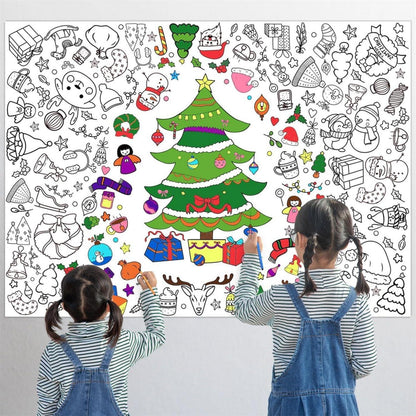 Ausmaltischdecke Weihnachten Papier +12 Farbstifte zum Ausmalen Kinder Jungen