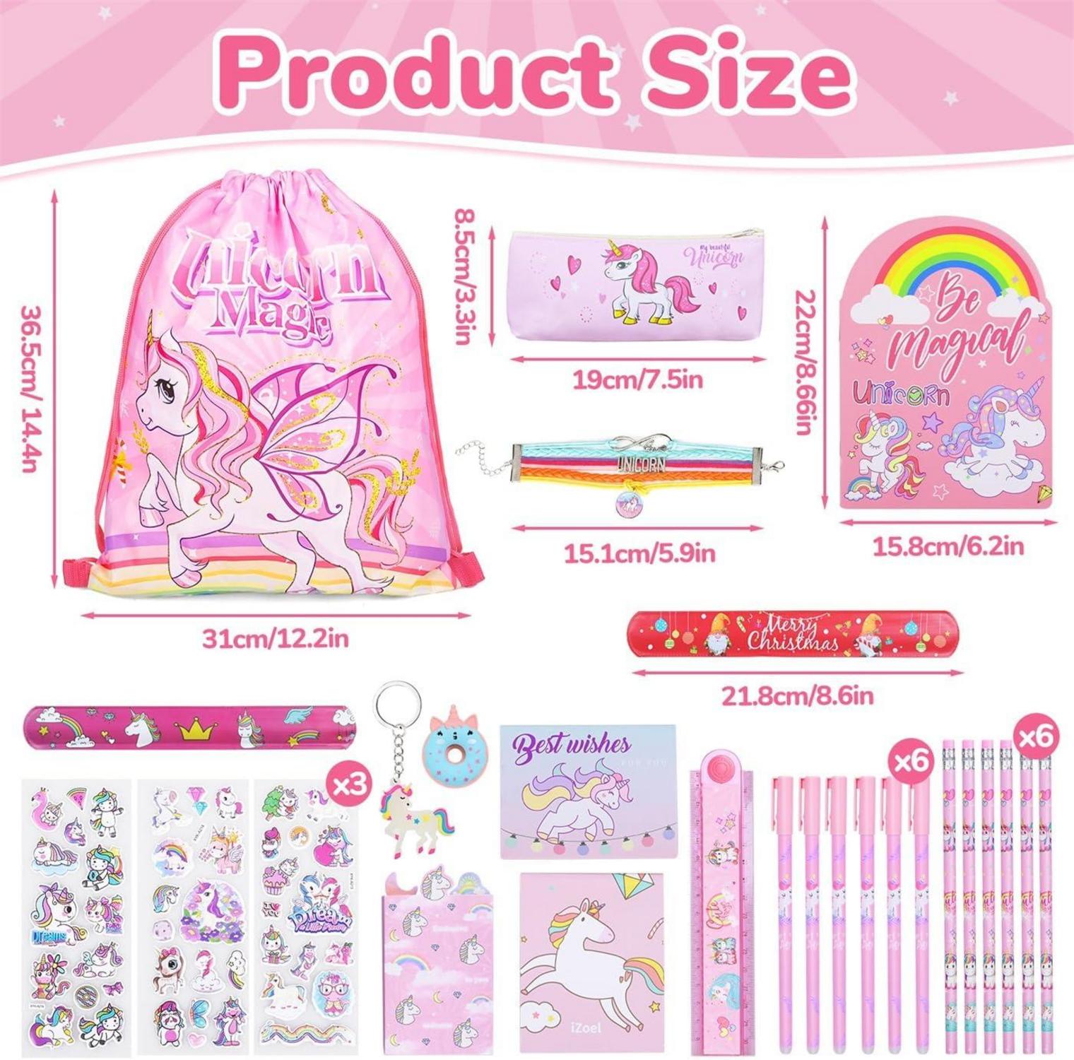 Einhorn Schreibwaren Set Mädchen 5-11 Jahre, Geschenkbox