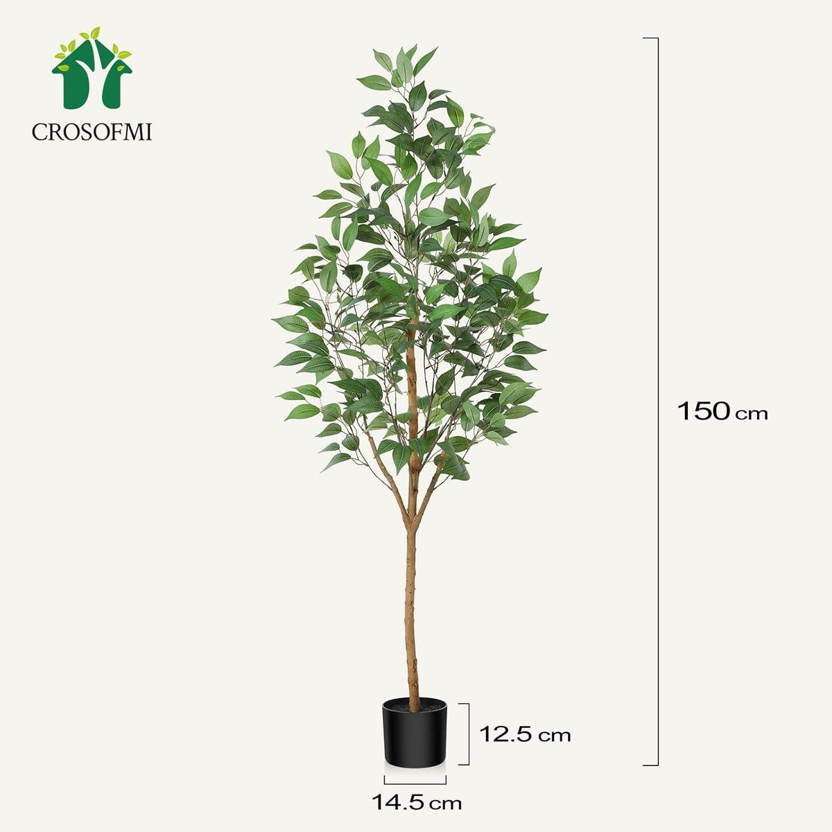 Künstliche Ficus Pflanze 150cm Groß Topf Indoor Outdoor Moderne Deko