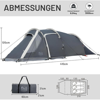 TIMBER RIDGE Tunnelzelt 2-3 Personen wasserdicht 3000mm mit